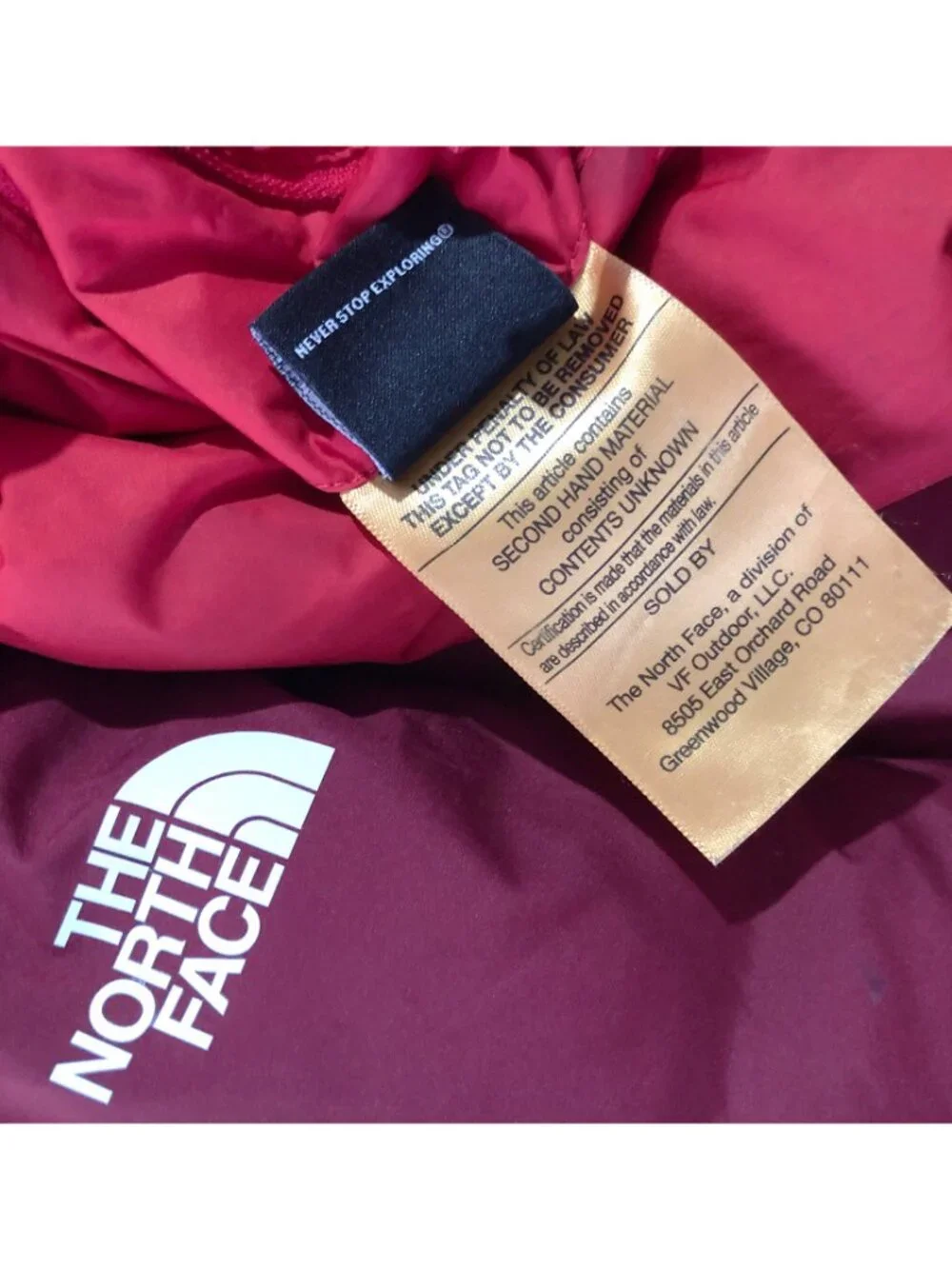 The North Face Puffer Jacket Boys Size 10 Red 600 Hooded Reversible Quilted